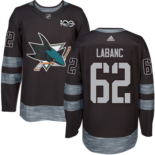 Adidas Sharks #62 Kevin Labanc Black 1917-100th Anniversary Stitched NHL Jersey